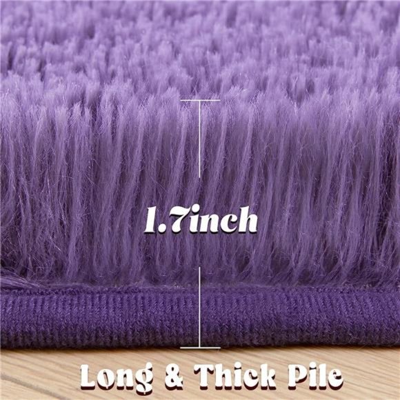 Round Rug 4x4Feet Fluffy Soft Area Rugs forKids Girls Room Princess Castle Plush - Picture 2 of 6